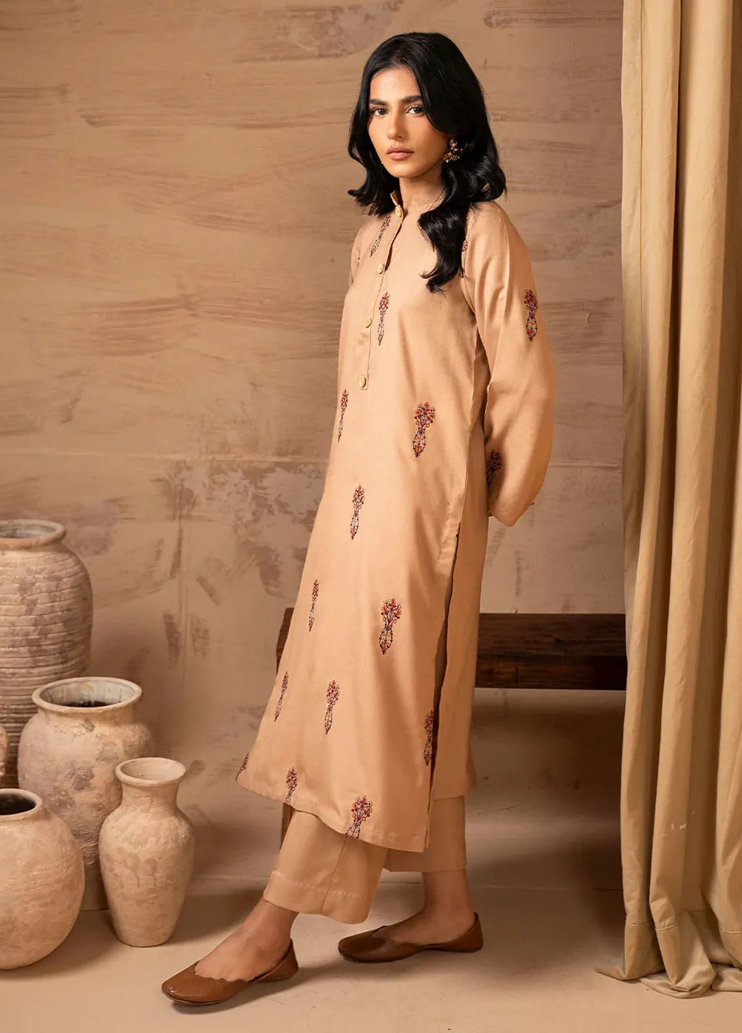 Alaia by Muraad Pret Embroidered Alpine Peach 2 Piece Suit Ahvi