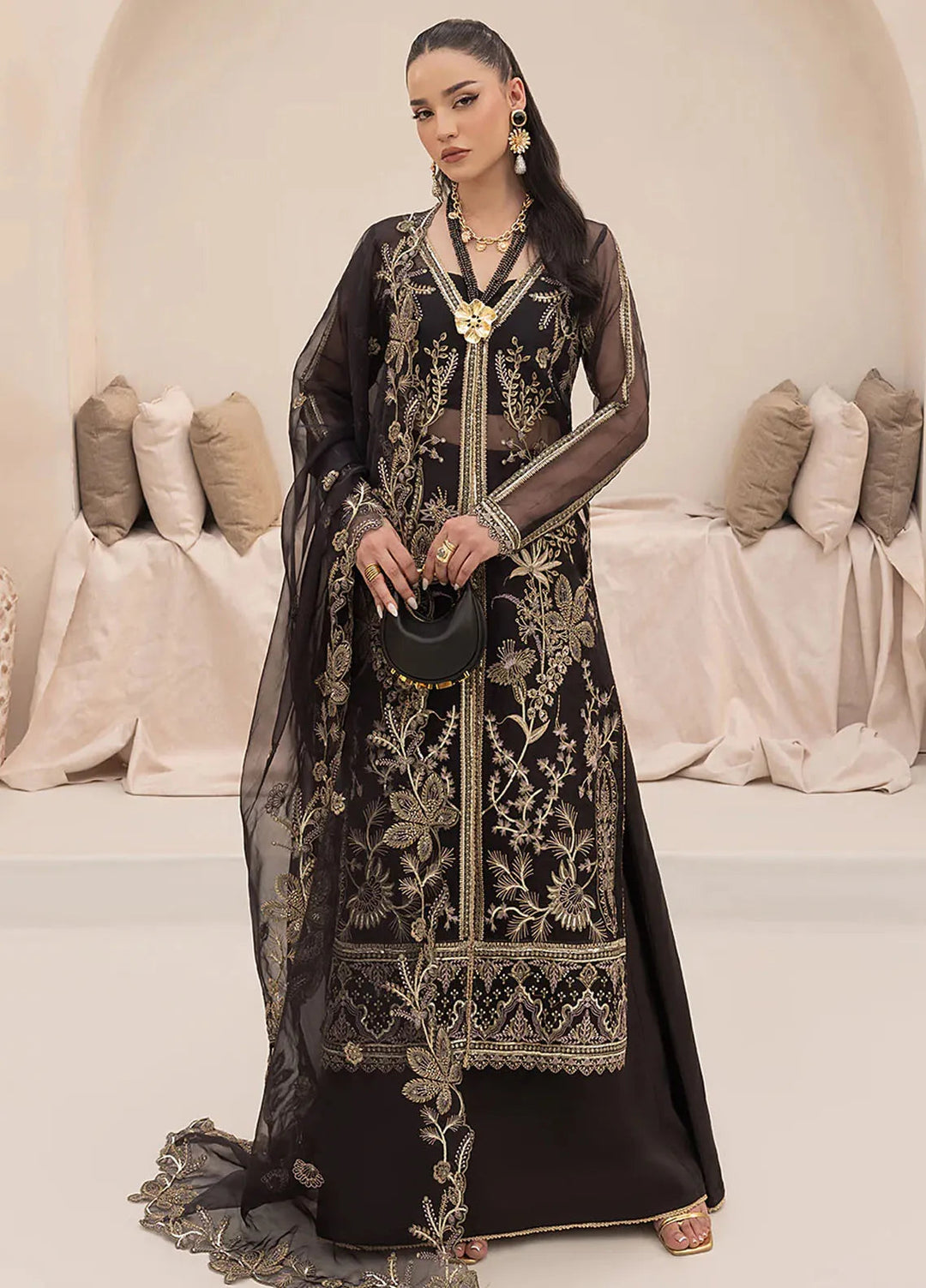 Aleen Pret Embroidered Organza 3 Piece Suit Cascade
