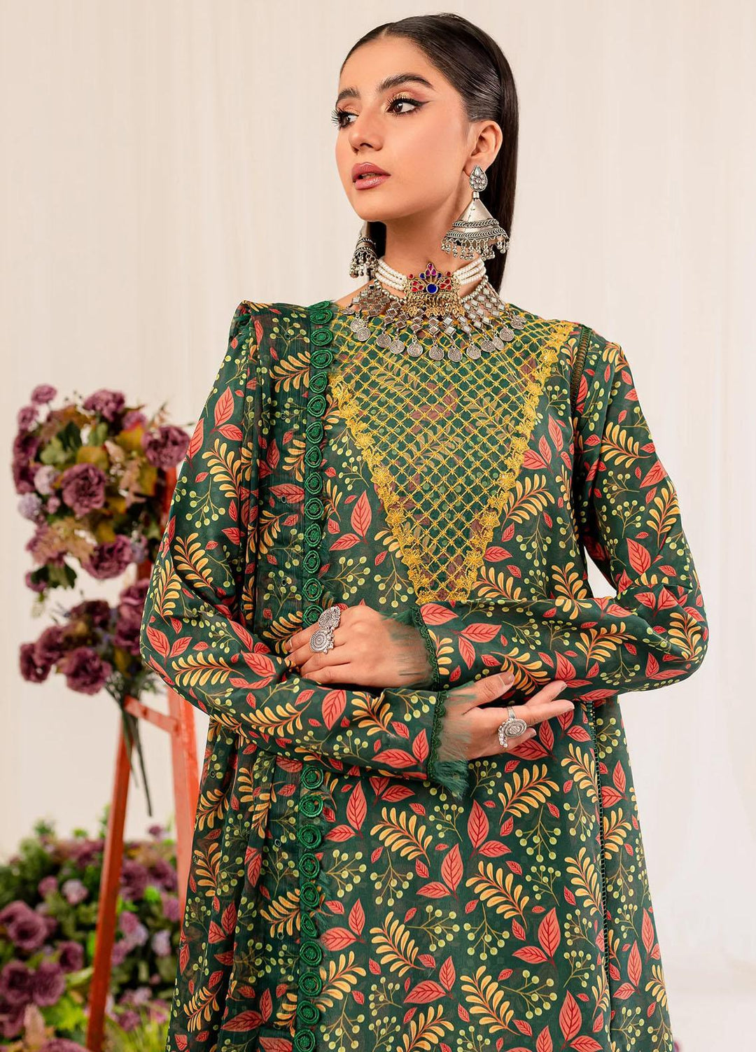 Aleena By Maryum N Maria Embroidered Lawn Suits Unstitched 3 Piece MNM23AL MLFD162 Amber - Formal Collection