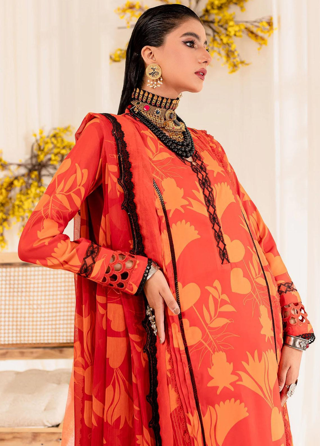 Aleena By Maryum N Maria Embroidered Lawn Suits Unstitched 3 Piece MNM23AL MLFD166 Hyacinth - Formal Collection