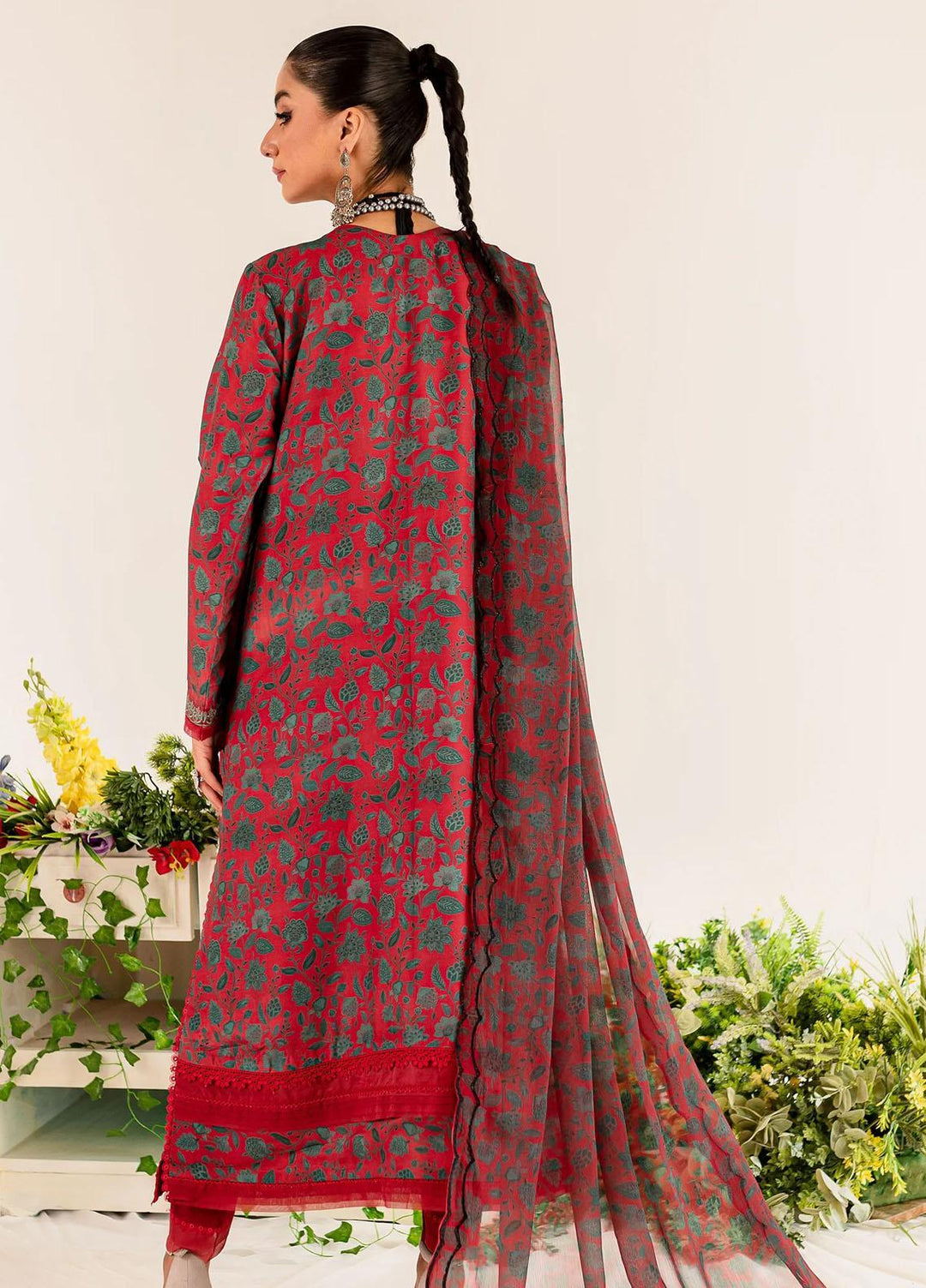 Aleena By Maryum N Maria Embroidered Lawn Suits Unstitched 3 Piece MNM23AL MLFD167 Ruby - Formal Collection