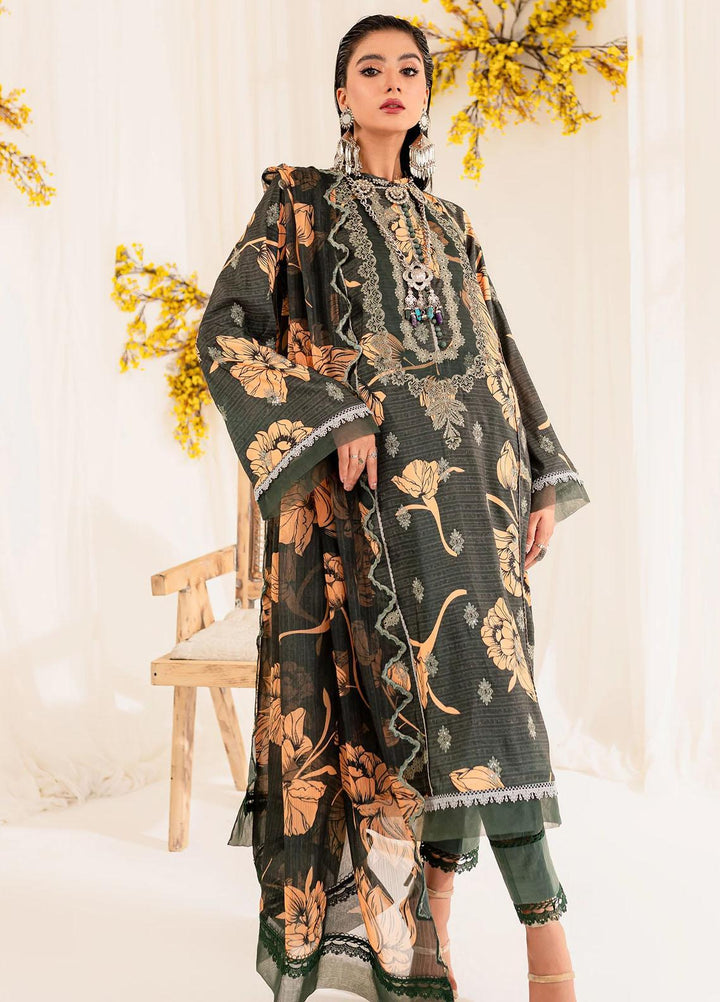 Aleena By Maryum N Maria Embroidered Lawn Suits Unstitched 3 Piece MNM23AL MLFD168 Jet - Formal Collection