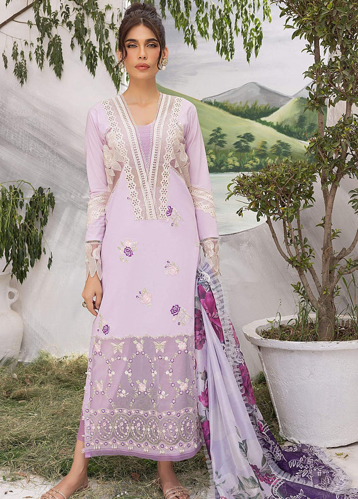 Aleyna By Asifa & Nabeel Embroidered Lawn Suits Unstitched 3 Piece AN23AL ALV-01 Lavande - Summer Collection