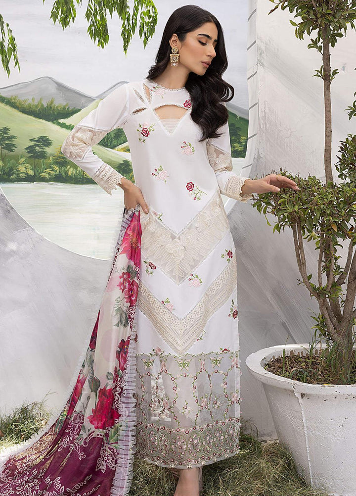 Aleyna By Asifa & Nabeel Embroidered Lawn Suits Unstitched 3 Piece AN23AL ALV-02 White Lily - Summer Collection
