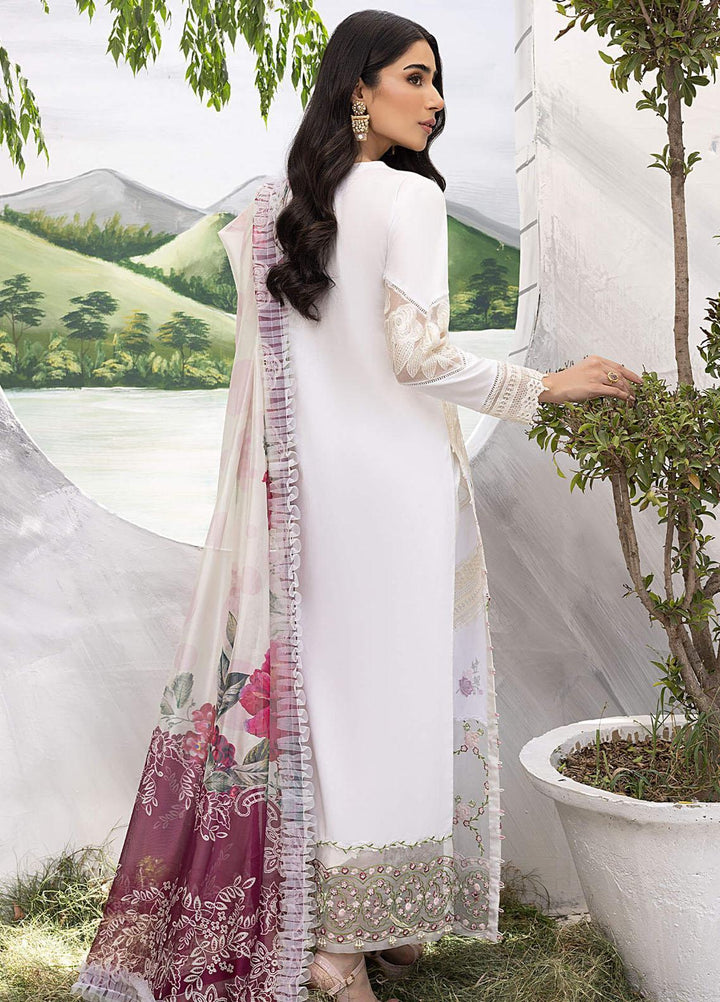 Aleyna By Asifa & Nabeel Embroidered Lawn Suits Unstitched 3 Piece AN23AL ALV-02 White Lily - Summer Collection