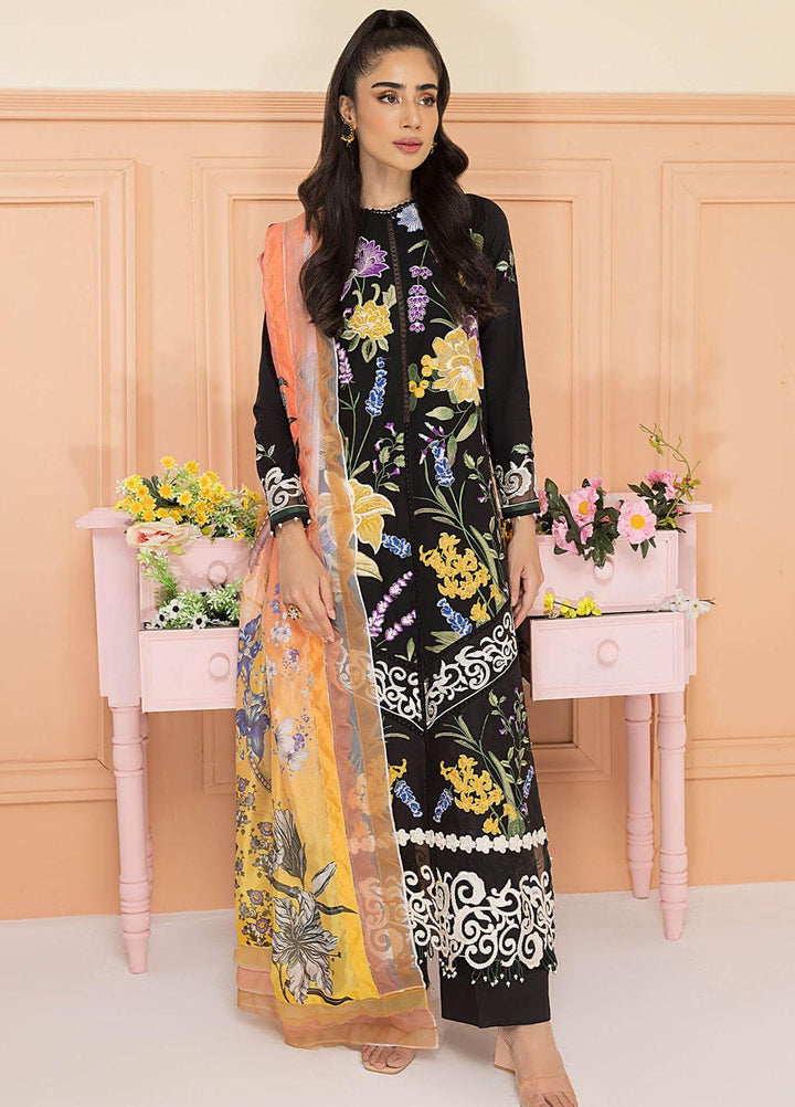 Aleyna By Asifa & Nabeel Embroidered Lawn Suits Unstitched 3 Piece AN23AL ALV-03 Midnight - Summer Collection