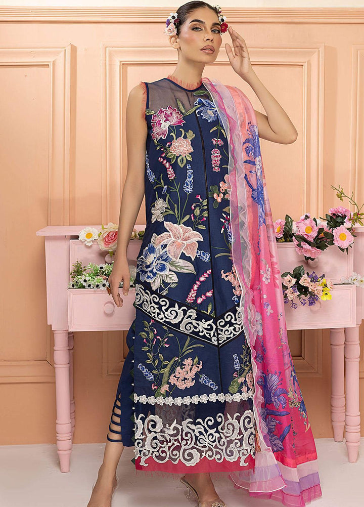 Aleyna By Asifa & Nabeel Embroidered Lawn Suits Unstitched 3 Piece AN23AL ALV-04 Double Delight - Summer Collection