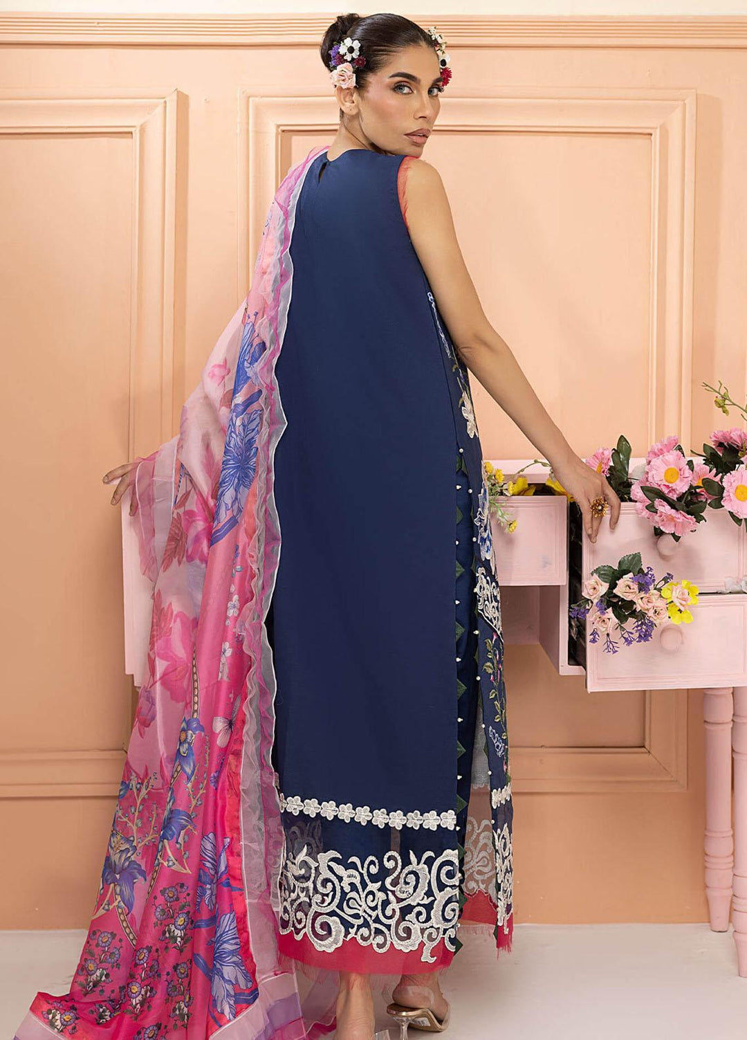 Aleyna By Asifa & Nabeel Embroidered Lawn Suits Unstitched 3 Piece AN23AL ALV-04 Double Delight - Summer Collection