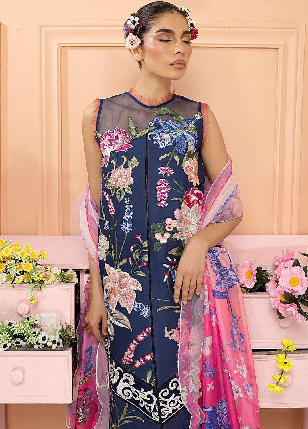 Aleyna By Asifa & Nabeel Embroidered Lawn Suits Unstitched 3 Piece AN23AL ALV-04 Double Delight - Summer Collection