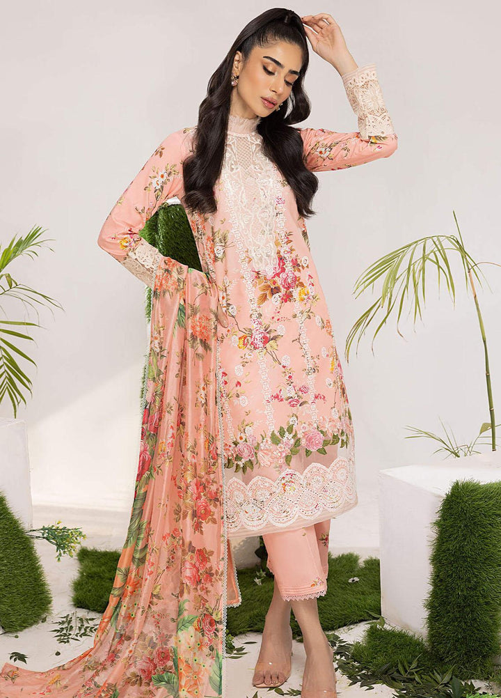 Aleyna By Asifa & Nabeel Embroidered Lawn Suits Unstitched 3 Piece AN23AL ALV-08 Peony - Summer Collection