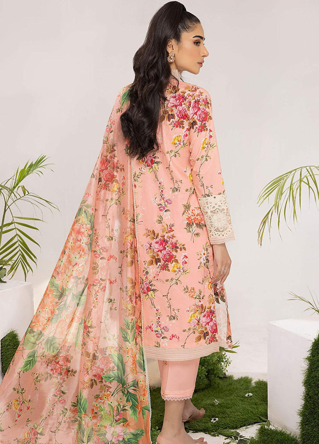 Aleyna By Asifa & Nabeel Embroidered Lawn Suits Unstitched 3 Piece AN23AL ALV-08 Peony - Summer Collection