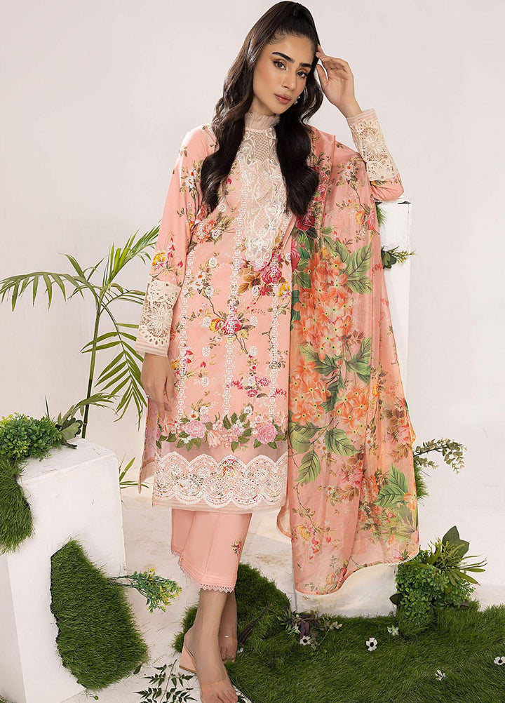 Aleyna By Asifa & Nabeel Embroidered Lawn Suits Unstitched 3 Piece AN23AL ALV-08 Peony - Summer Collection