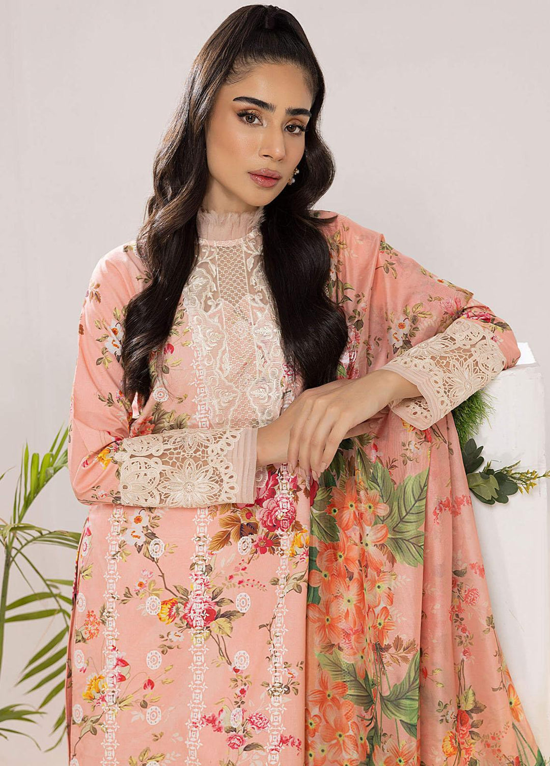 Aleyna By Asifa & Nabeel Embroidered Lawn Suits Unstitched 3 Piece AN23AL ALV-08 Peony - Summer Collection