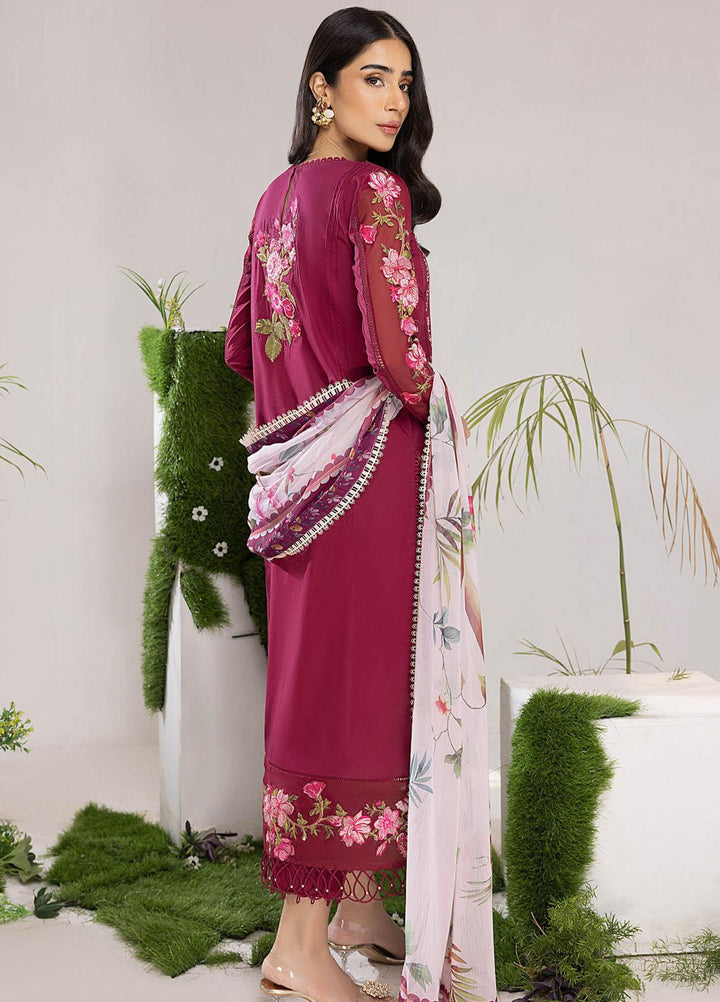 Aleyna By Asifa & Nabeel Embroidered Lawn Suits Unstitched 3 Piece AN23AL ALV-09 Cranberry - Summer Collection