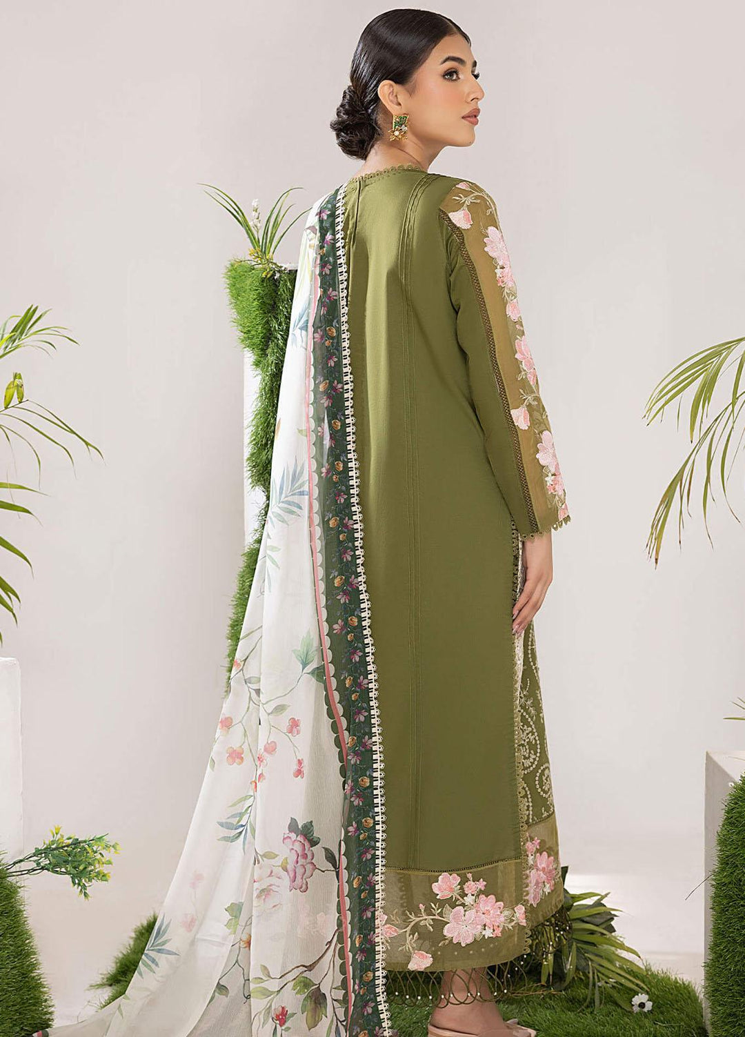 Aleyna By Asifa & Nabeel Embroidered Lawn Suits Unstitched 3 Piece AN23AL ALV-10 Olive - Summer Collection