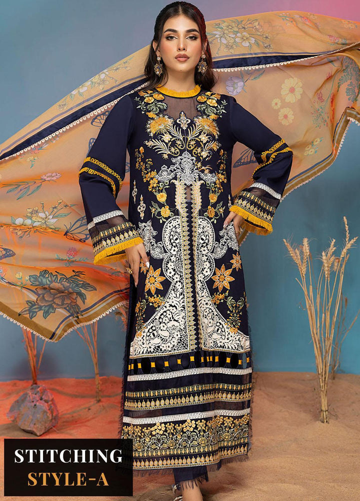 Aleyna By Asifa & Nabeel Embroidered Lawn Suits Unstitched 3 Piece AN23AL ALV-11 Celeste - Summer Collection