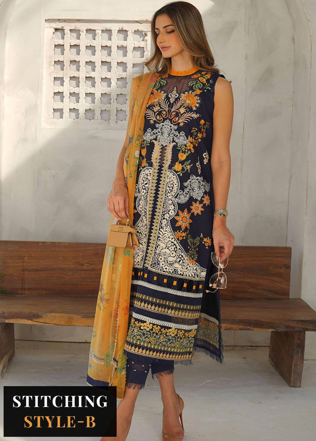 Aleyna By Asifa & Nabeel Embroidered Lawn Suits Unstitched 3 Piece AN23AL ALV-11 Celeste - Summer Collection