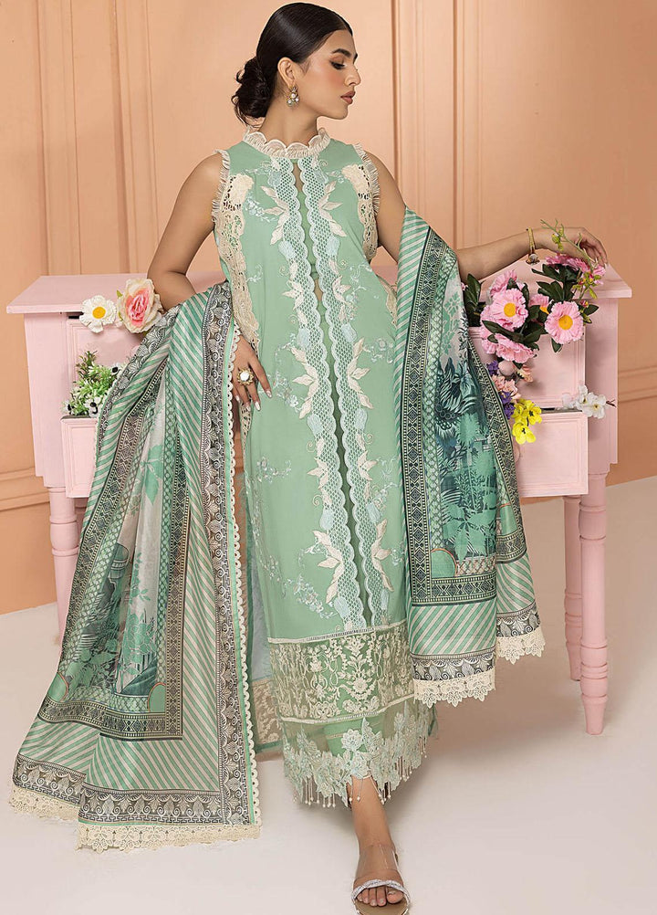 Aleyna By Asifa & Nabeel Embroidered Lawn Suits Unstitched 3 Piece AN23AL ALV-14 Seafoam - Summer Collection