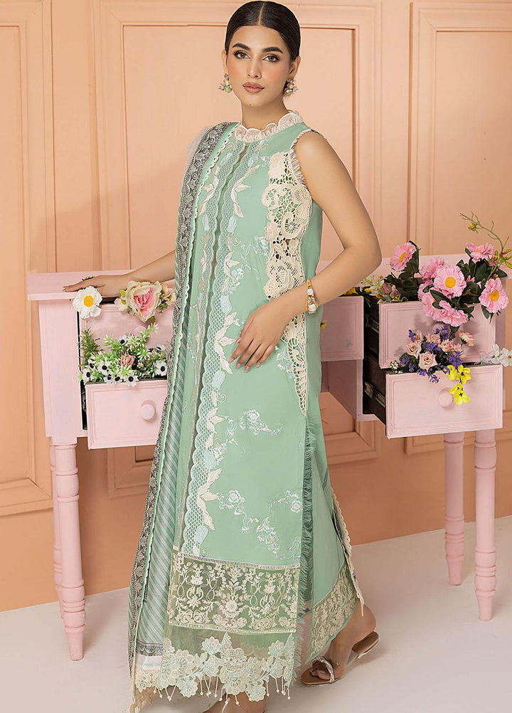 Aleyna By Asifa & Nabeel Embroidered Lawn Suits Unstitched 3 Piece AN23AL ALV-14 Seafoam - Summer Collection