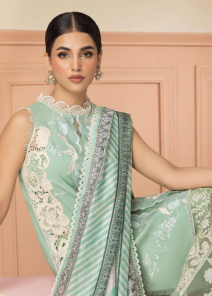 Aleyna By Asifa & Nabeel Embroidered Lawn Suits Unstitched 3 Piece AN23AL ALV-14 Seafoam - Summer Collection