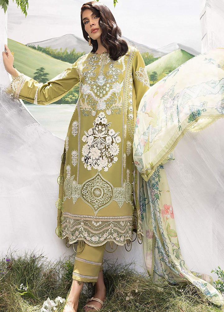 Aleyna By Asifa & Nabeel Embroidered Lawn Suits Unstitched 3 Piece AN23AL ALV-15 Avocado - Summer Collection