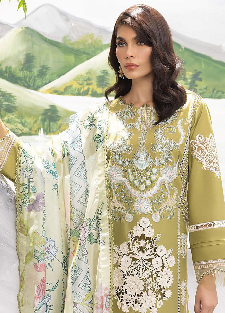 Aleyna By Asifa & Nabeel Embroidered Lawn Suits Unstitched 3 Piece AN23AL ALV-15 Avocado - Summer Collection