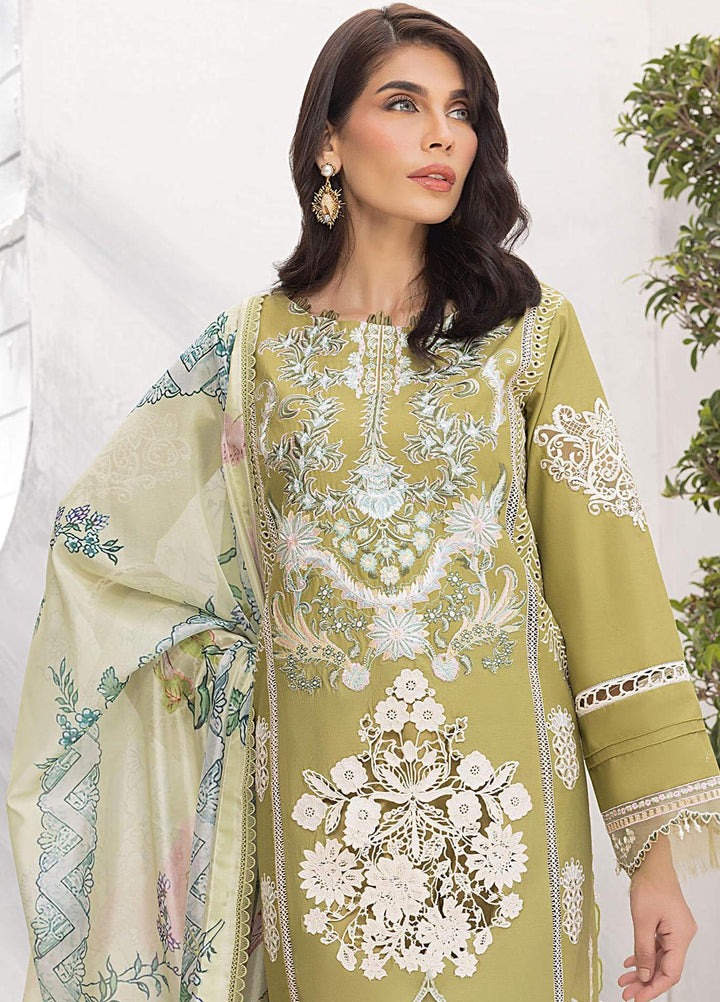 Aleyna By Asifa & Nabeel Embroidered Lawn Suits Unstitched 3 Piece AN23AL ALV-15 Avocado - Summer Collection
