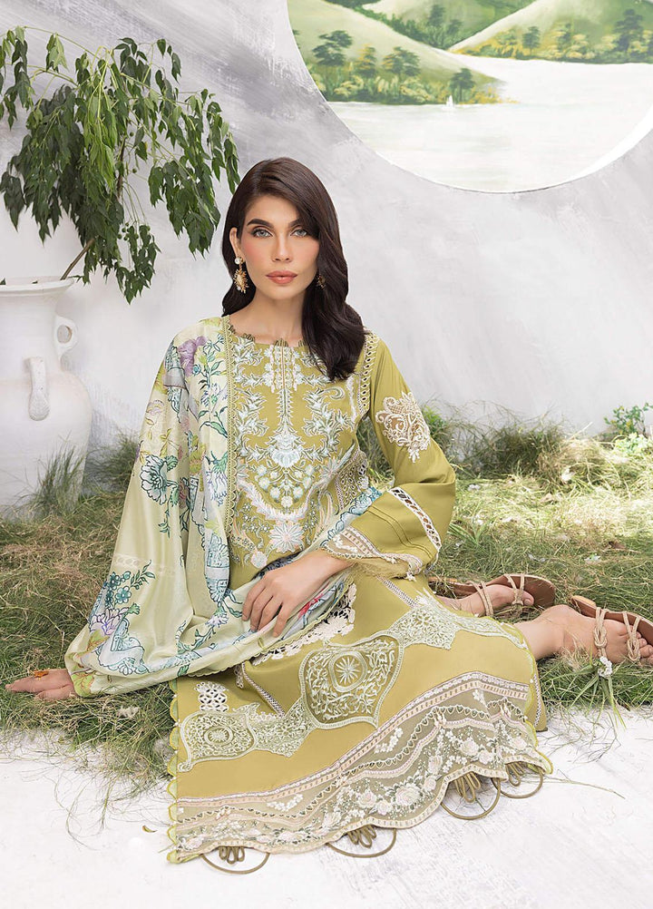 Aleyna By Asifa & Nabeel Embroidered Lawn Suits Unstitched 3 Piece AN23AL ALV-15 Avocado - Summer Collection
