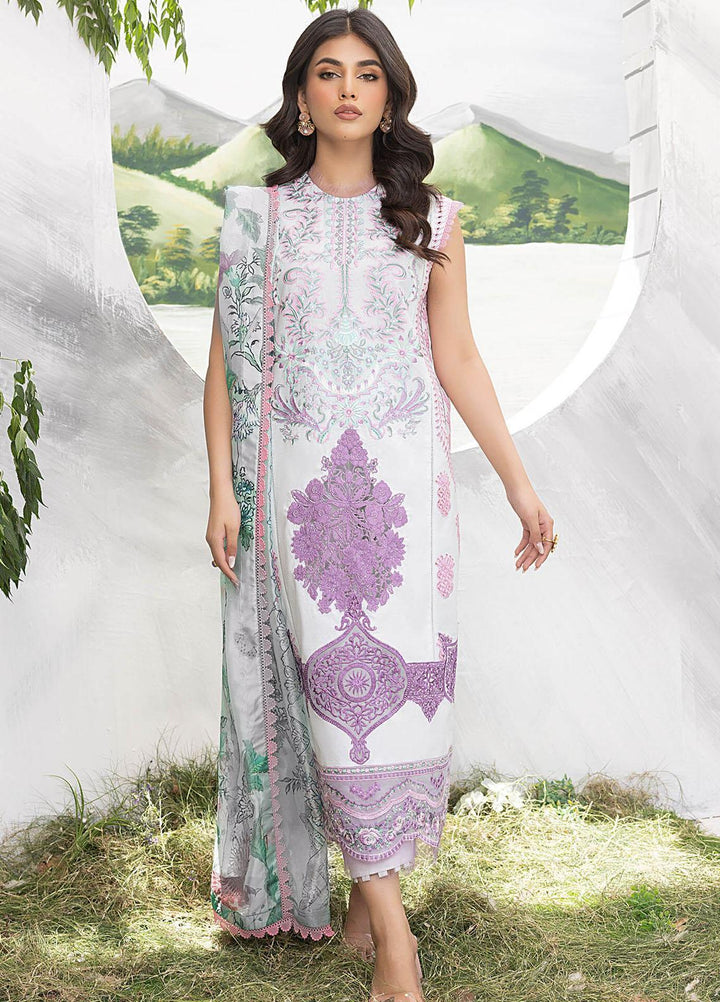 Aleyna By Asifa & Nabeel Embroidered Lawn Suits Unstitched 3 Piece AN23AL ALV-16 Pearl - Summer Collection