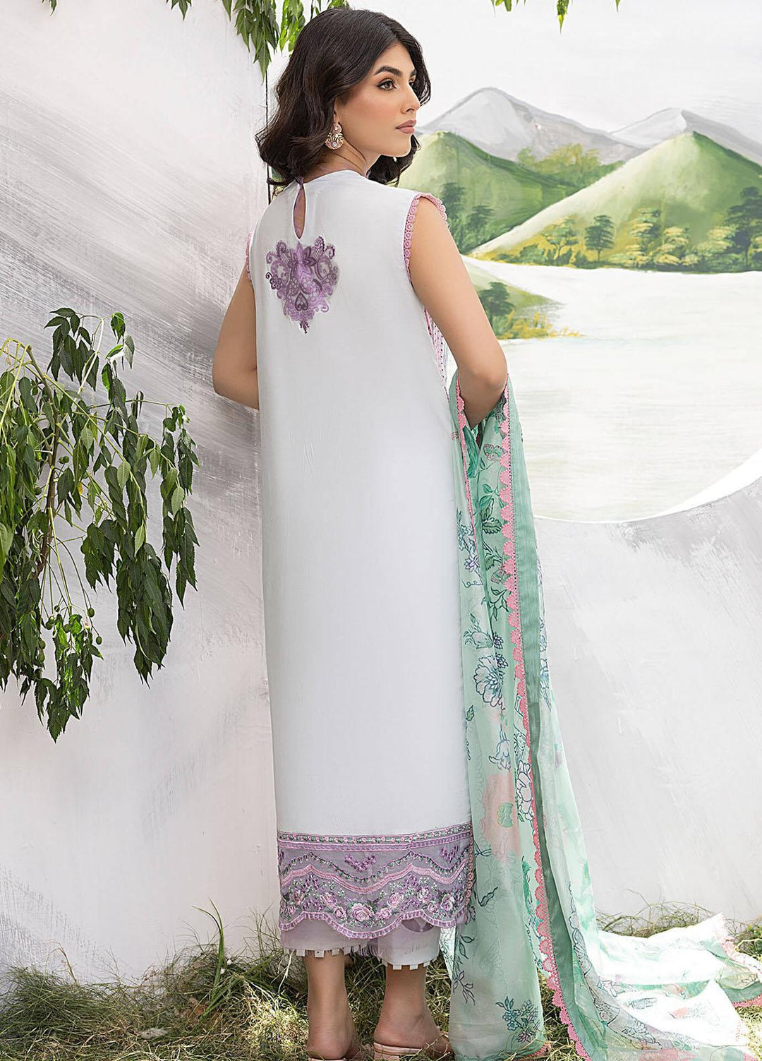 Aleyna By Asifa & Nabeel Embroidered Lawn Suits Unstitched 3 Piece AN23AL ALV-16 Pearl - Summer Collection