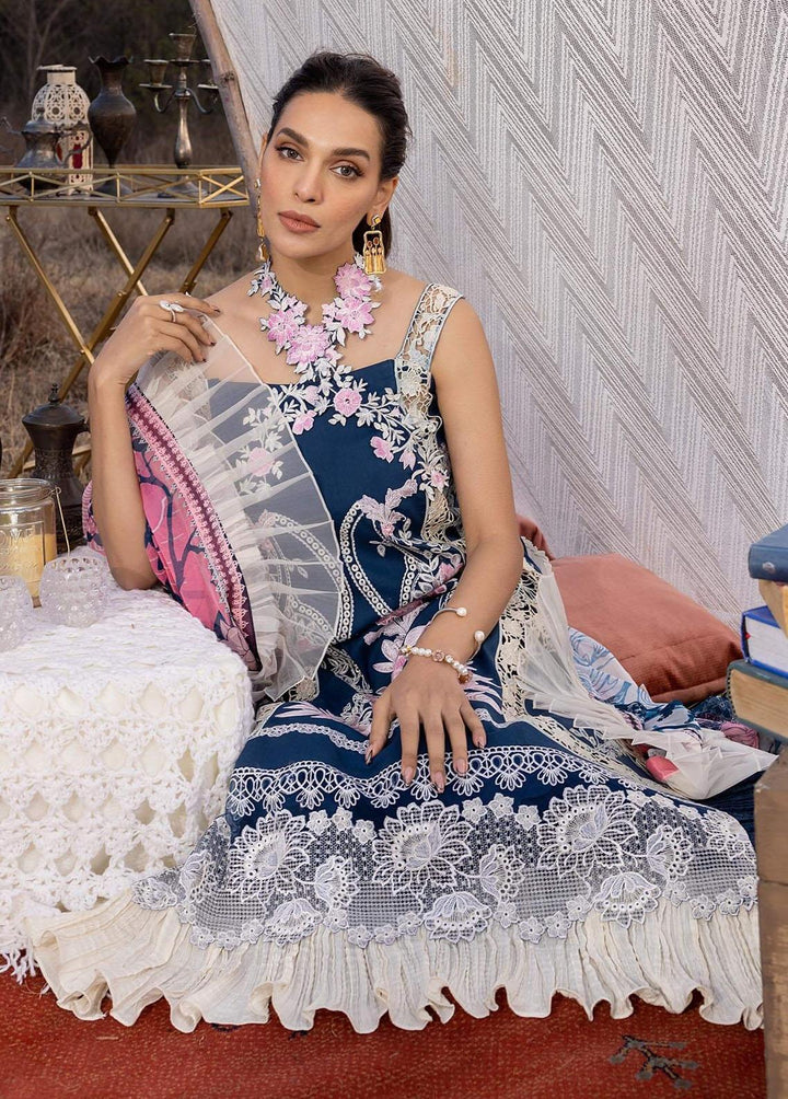Aleyna By Asifa & Nabeel Embroidered Lawn Suits Unstitched 3 Piece AN23A ASL-03 Blue Bell - Summer Collection