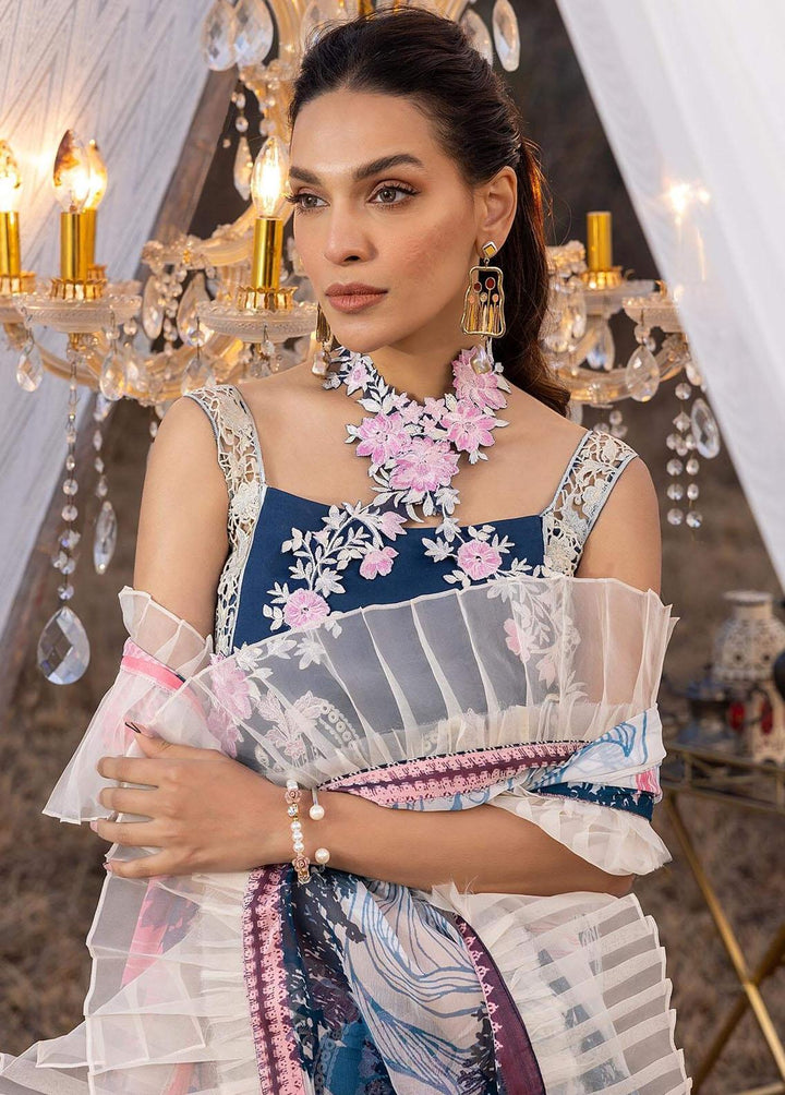 Aleyna By Asifa & Nabeel Embroidered Lawn Suits Unstitched 3 Piece AN23A ASL-03 Blue Bell - Summer Collection