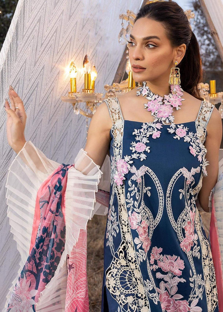 Aleyna By Asifa & Nabeel Embroidered Lawn Suits Unstitched 3 Piece AN23A ASL-03 Blue Bell - Summer Collection