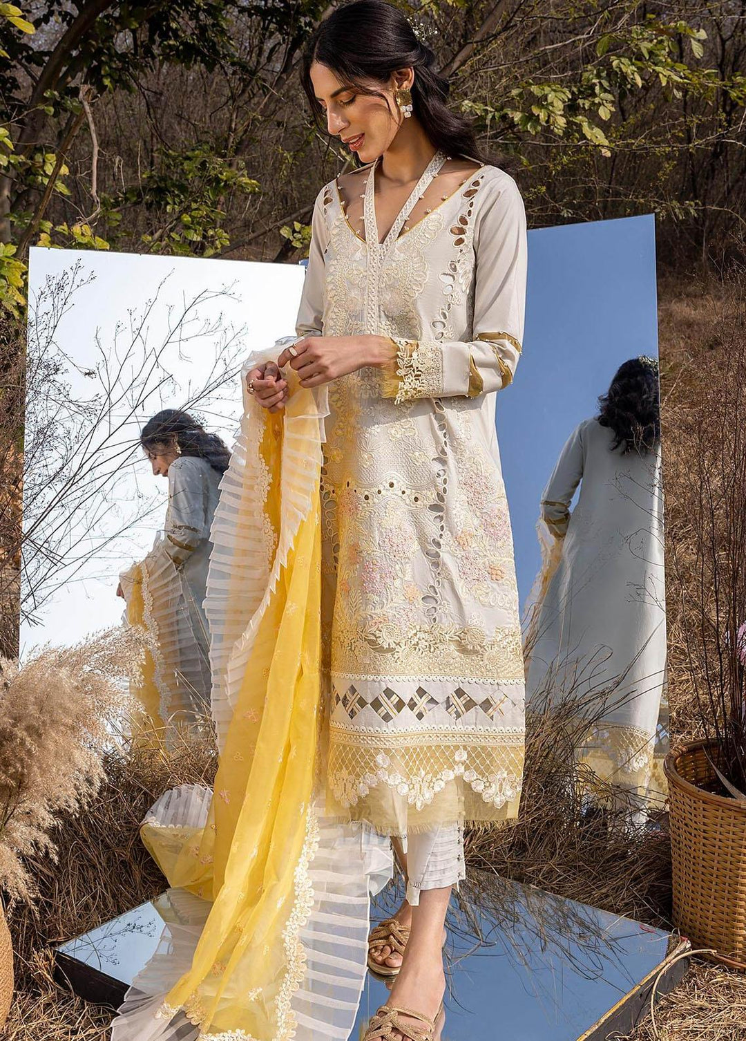 Aleyna By Asifa & Nabeel Embroidered Lawn Suits Unstitched 3 Piece AN23A ASL-04 Gris - Summer Collection