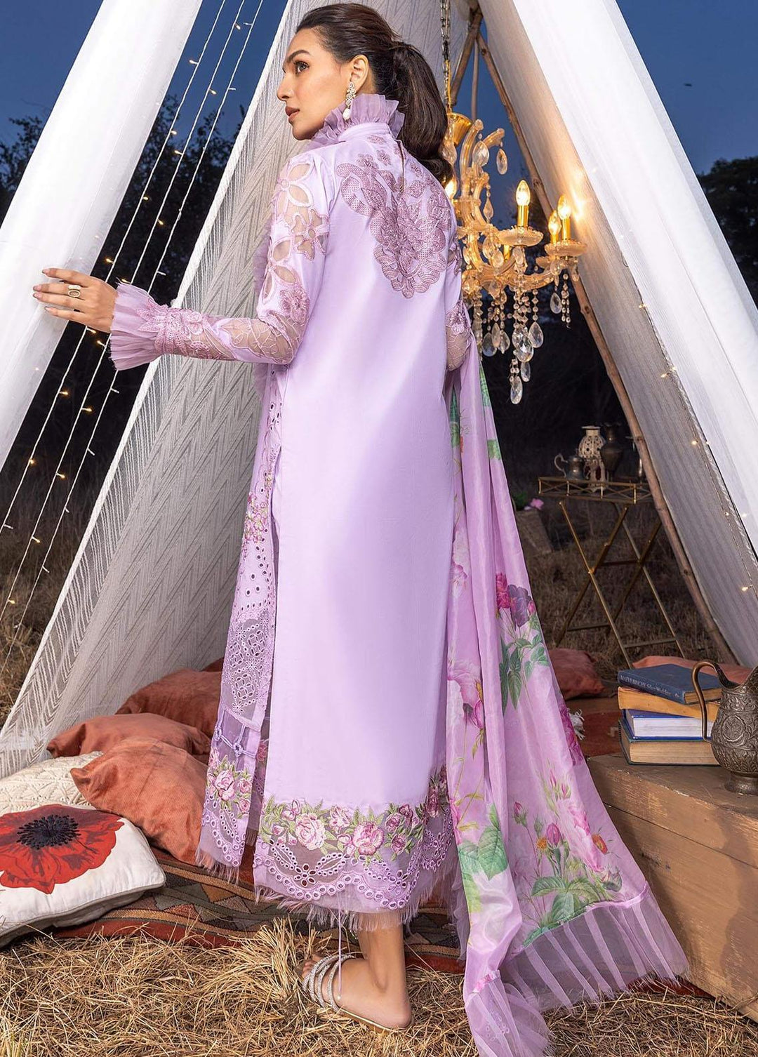 Aleyna By Asifa & Nabeel Embroidered Lawn Suits Unstitched 3 Piece AN23A ASL-07 Lilas - Summer Collection