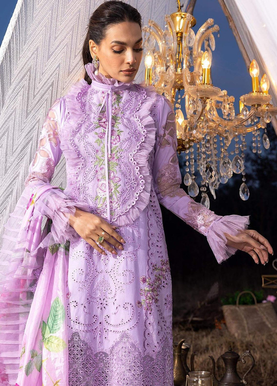 Aleyna By Asifa & Nabeel Embroidered Lawn Suits Unstitched 3 Piece AN23A ASL-07 Lilas - Summer Collection