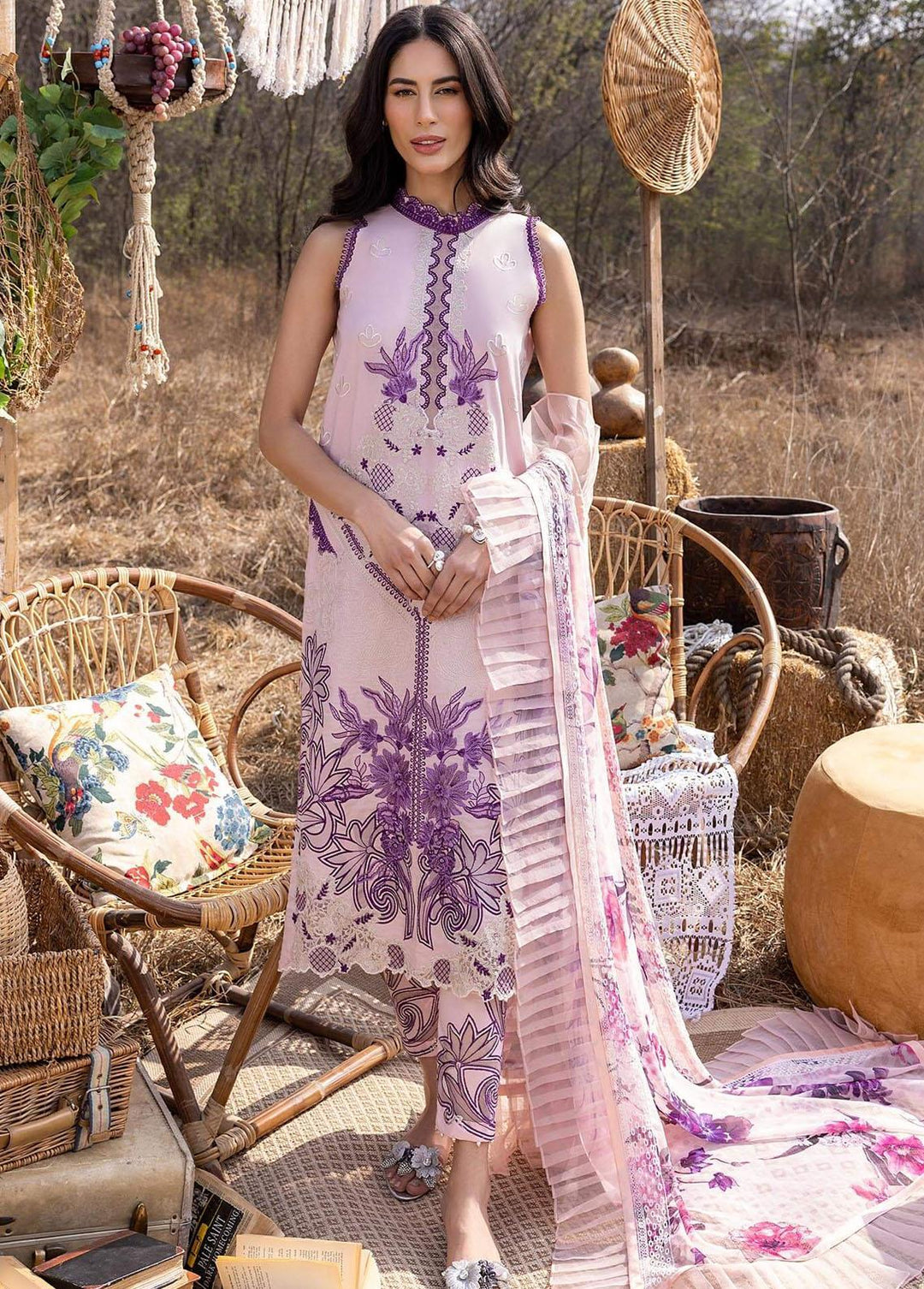 Aleyna By Asifa & Nabeel Embroidered Lawn Suits Unstitched 3 Piece AN23A ASL-08 Zinnia - Summer Collection