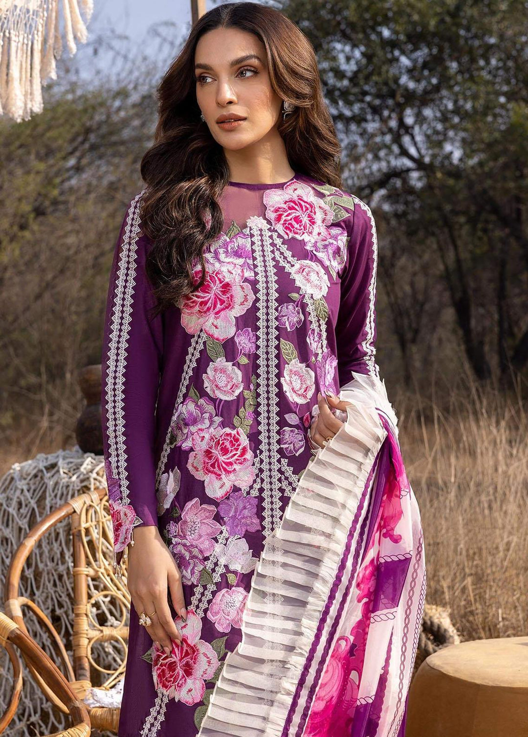 Aleyna By Asifa & Nabeel Embroidered Lawn Suits Unstitched 3 Piece AN23A ASL-09 Violette - Summer Collection