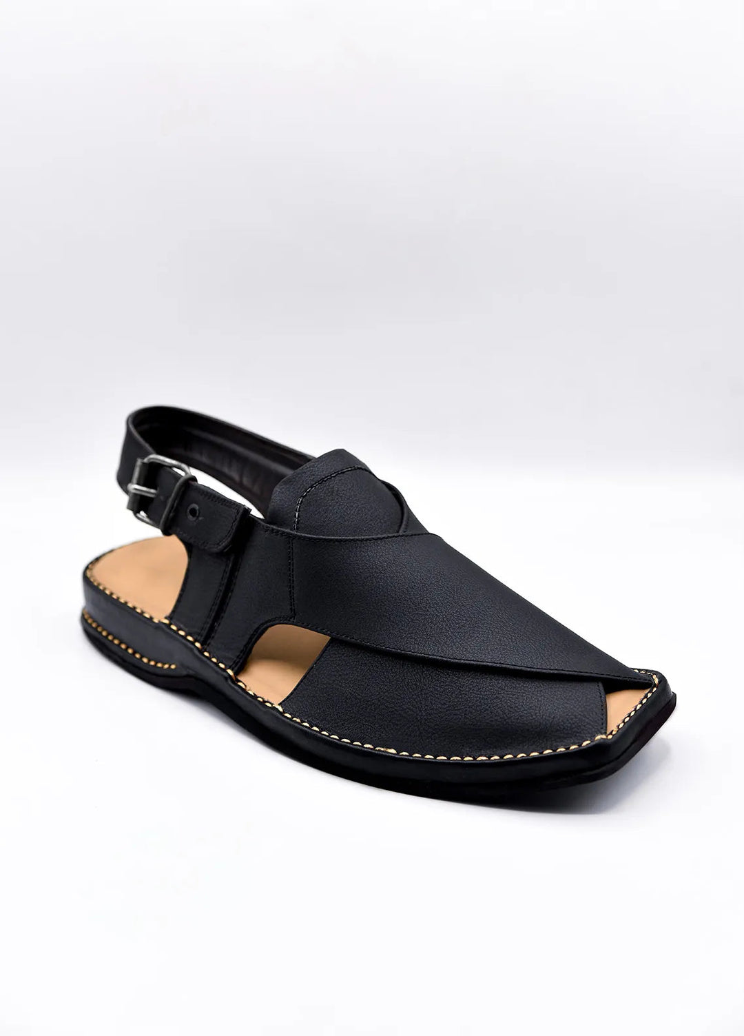 Alif Yay Plain Charsadda Black Peshawri Chappal AY FW10