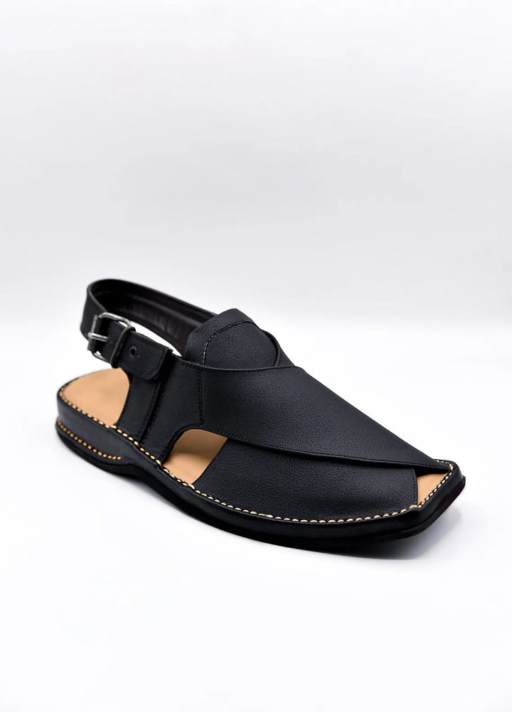 Alif Yay Plain Charsadda Black Peshawri Chappal AY FW10