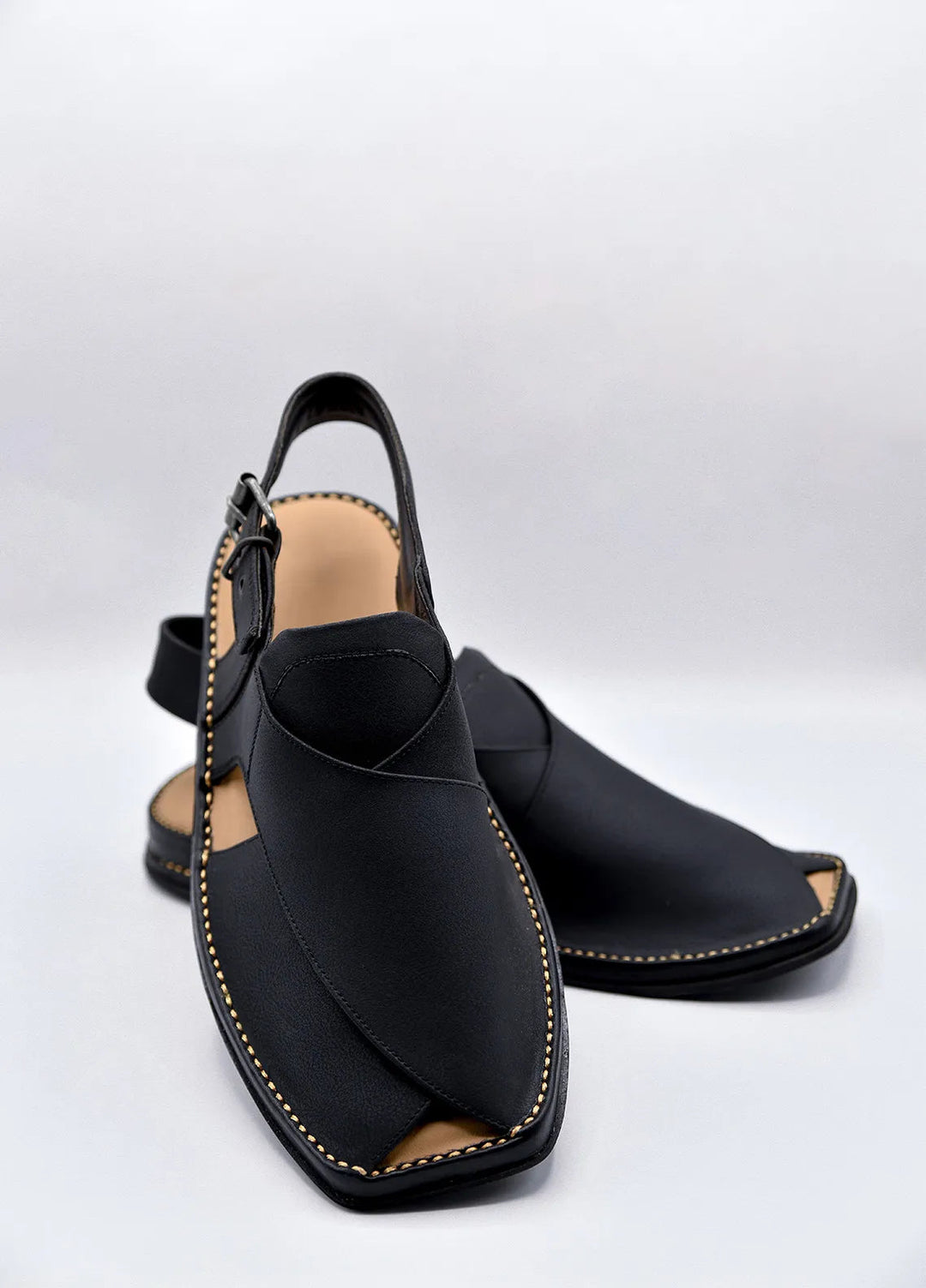Alif Yay Plain Charsadda Black Peshawri Chappal AY FW10