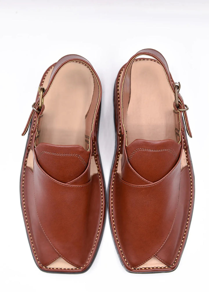 Alif Yay Plain Charsadda Brown Peshawri Chappal AY FW12