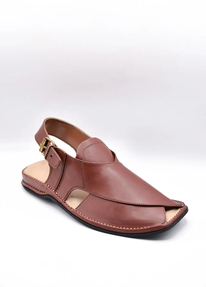 Alif Yay Plain Charsadda Brown Peshawri Chappal AY FW12