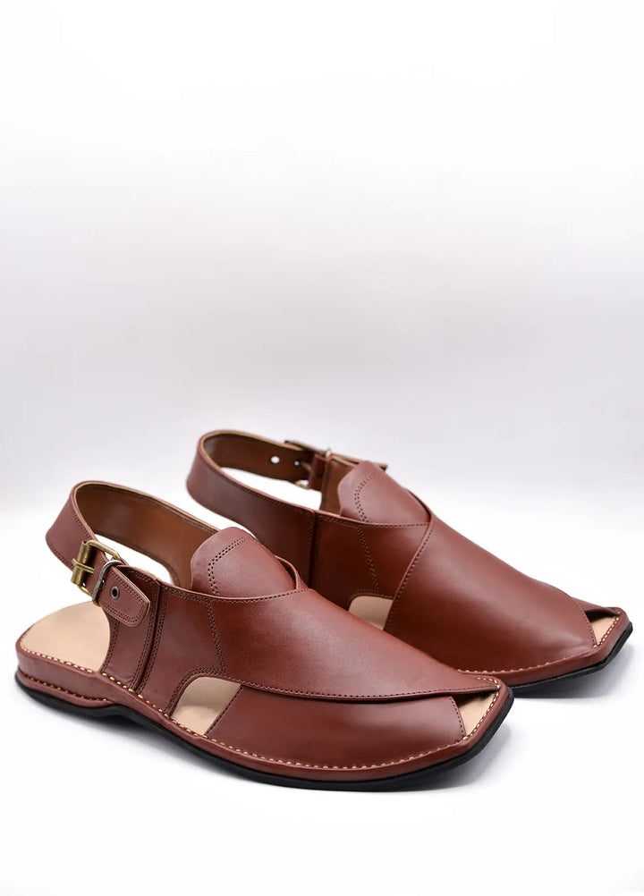 Alif Yay Plain Charsadda Brown Peshawri Chappal AY FW12