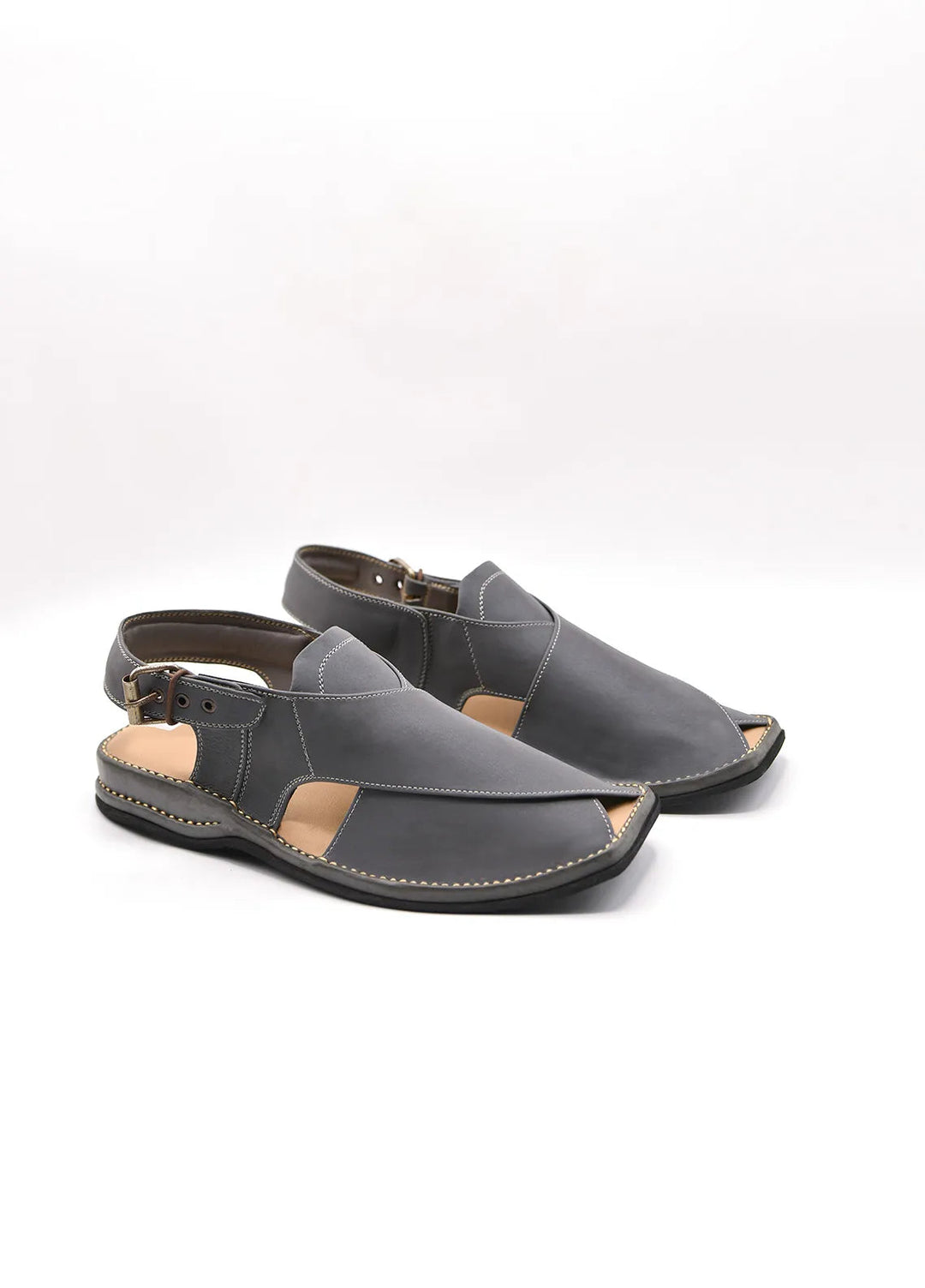 Alif Yay Plain Charsadda Grey Peshawri Chappal AY FW13