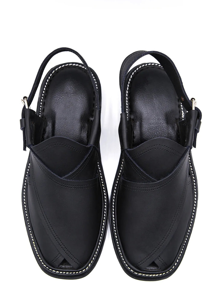 Alif Yay Plain Gogo Black Peshawri Chappal AY FW14