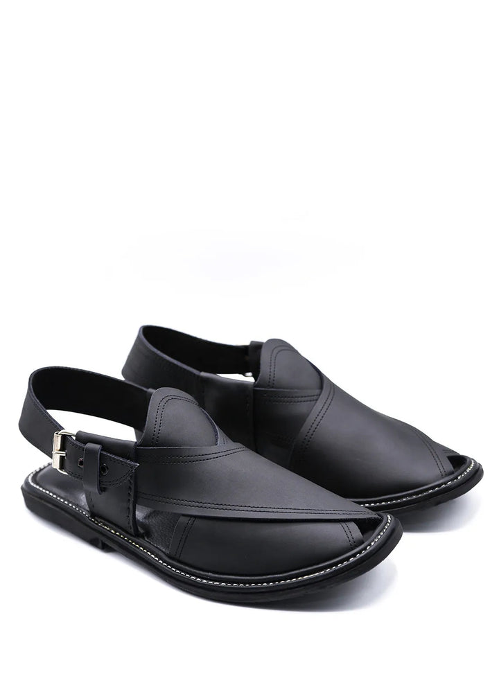 Alif Yay Plain Gogo Black Peshawri Chappal AY FW14