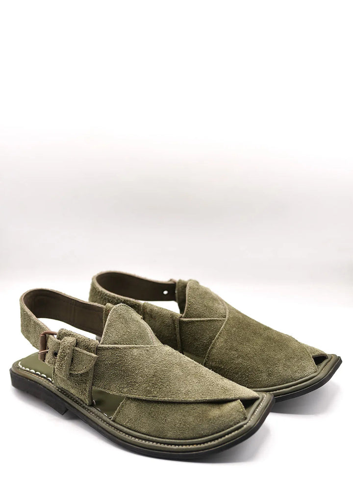 Alif Yay Plain Karachi Green Peshawri Chappal AY FW16