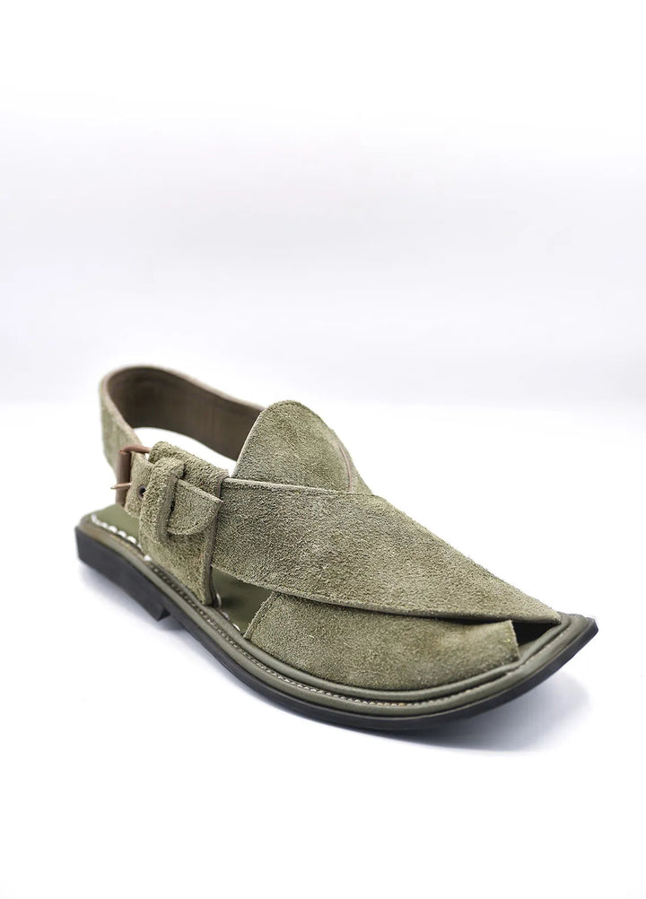 Alif Yay Plain Karachi Green Peshawri Chappal AY FW16