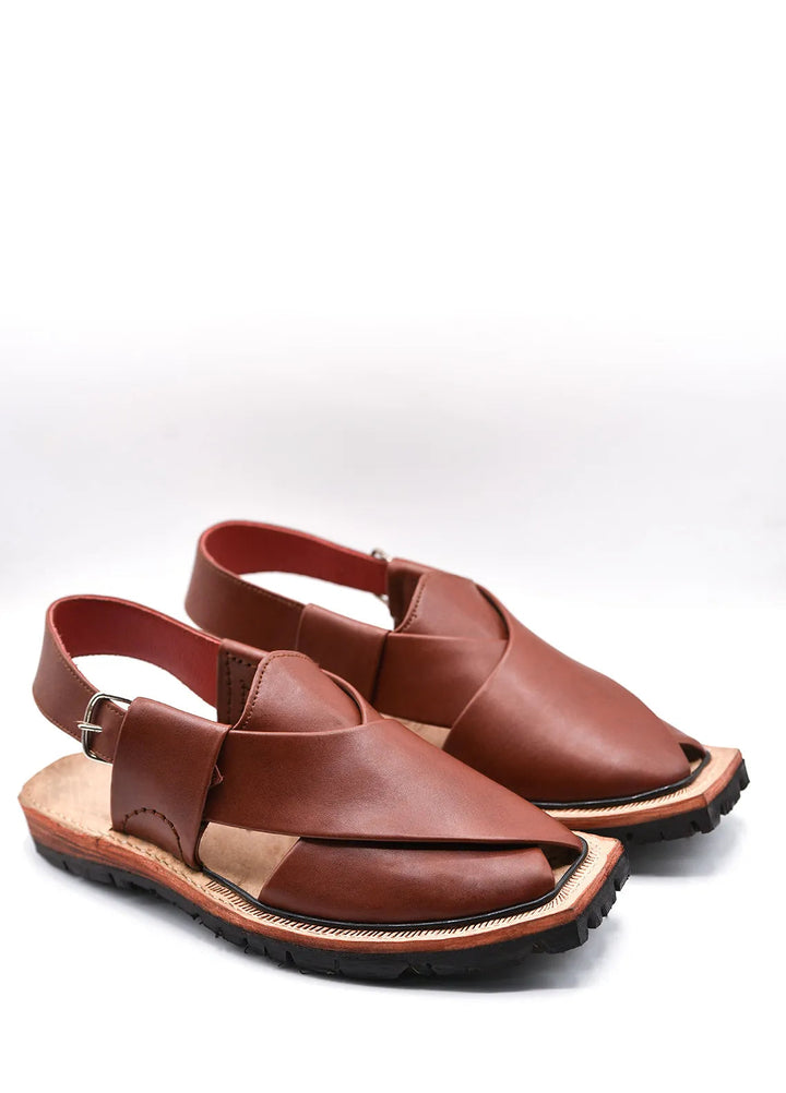 Alif Yay Plain Nyrosi Brown Peshawri Chappal Black AY FW17